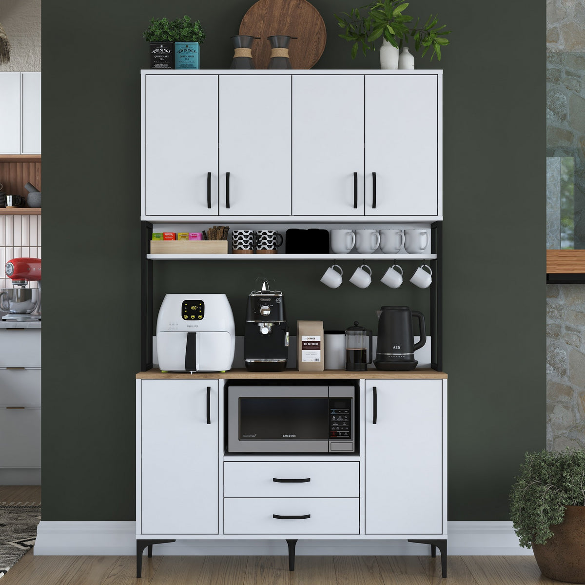 Στήλη Αποθήκευσης Vitina Λευκό - Καρυδί 120x38x198.6 εκ. Μελαμίνης