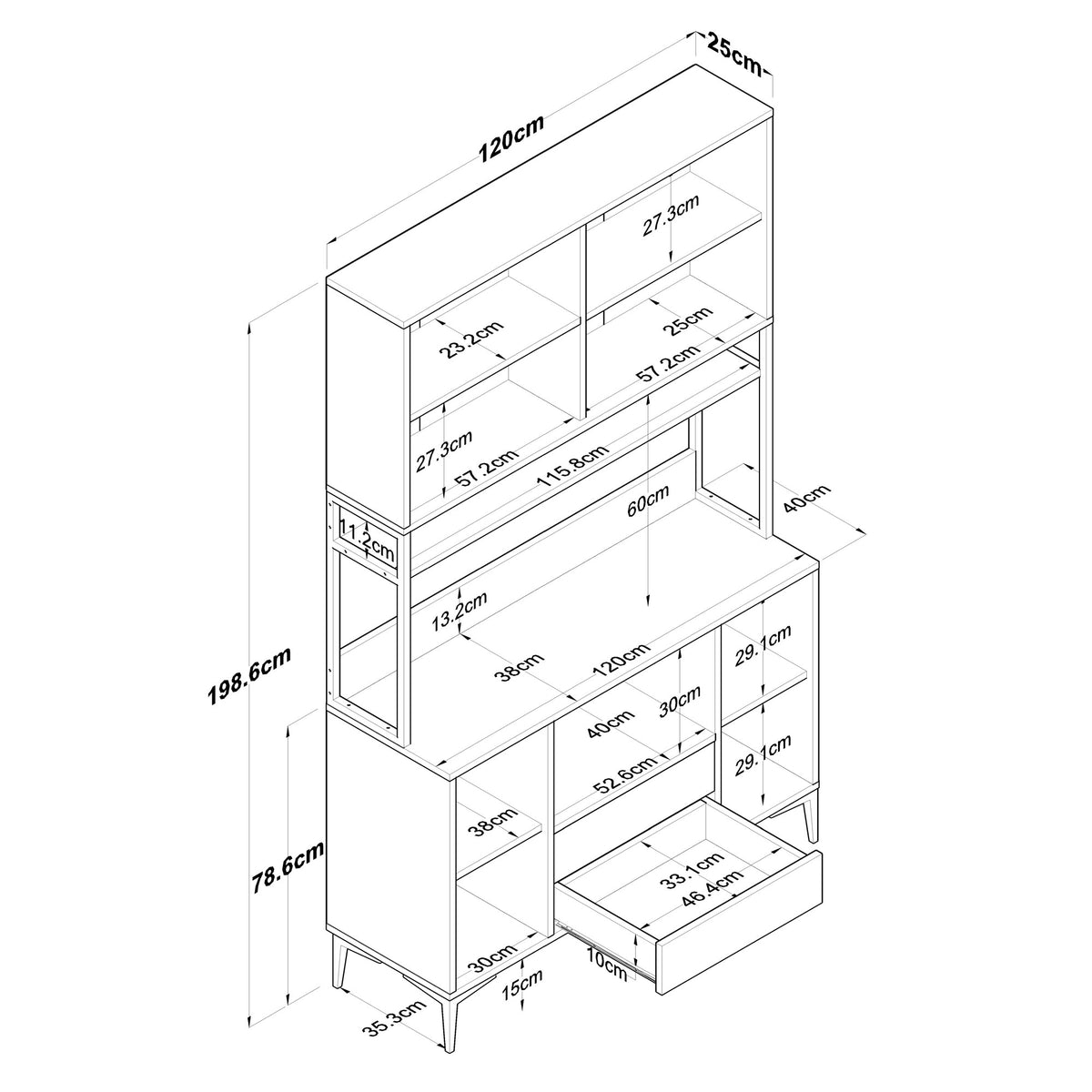 Στήλη Αποθήκευσης Vitina Λευκό - Καρυδί 120x38x198.6 εκ. Μελαμίνης