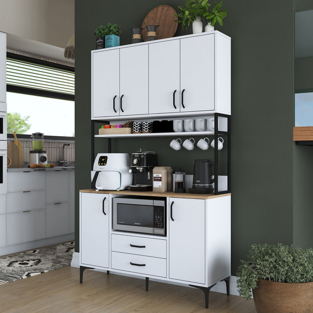 Στήλη Αποθήκευσης Vitina Λευκό - Καρυδί 120x38x198.6 εκ. Μελαμίνης