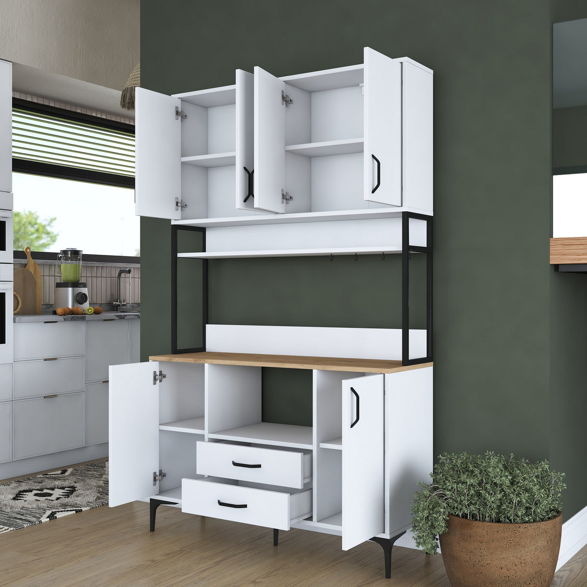 Στήλη Αποθήκευσης Vitina Λευκό - Καρυδί 120x38x198.6 εκ. Μελαμίνης