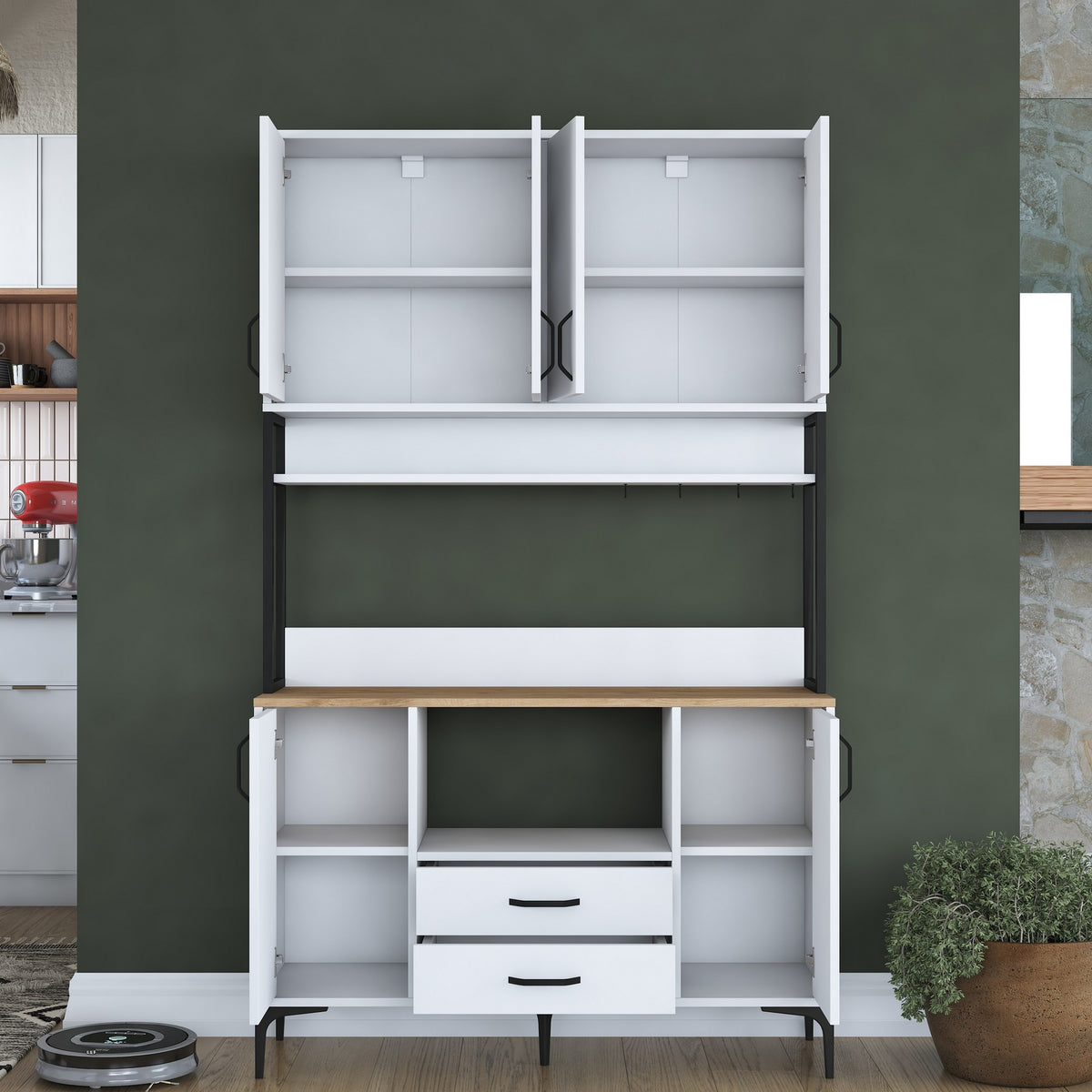 Στήλη Αποθήκευσης Vitina Λευκό - Καρυδί 120x38x198.6 εκ. Μελαμίνης