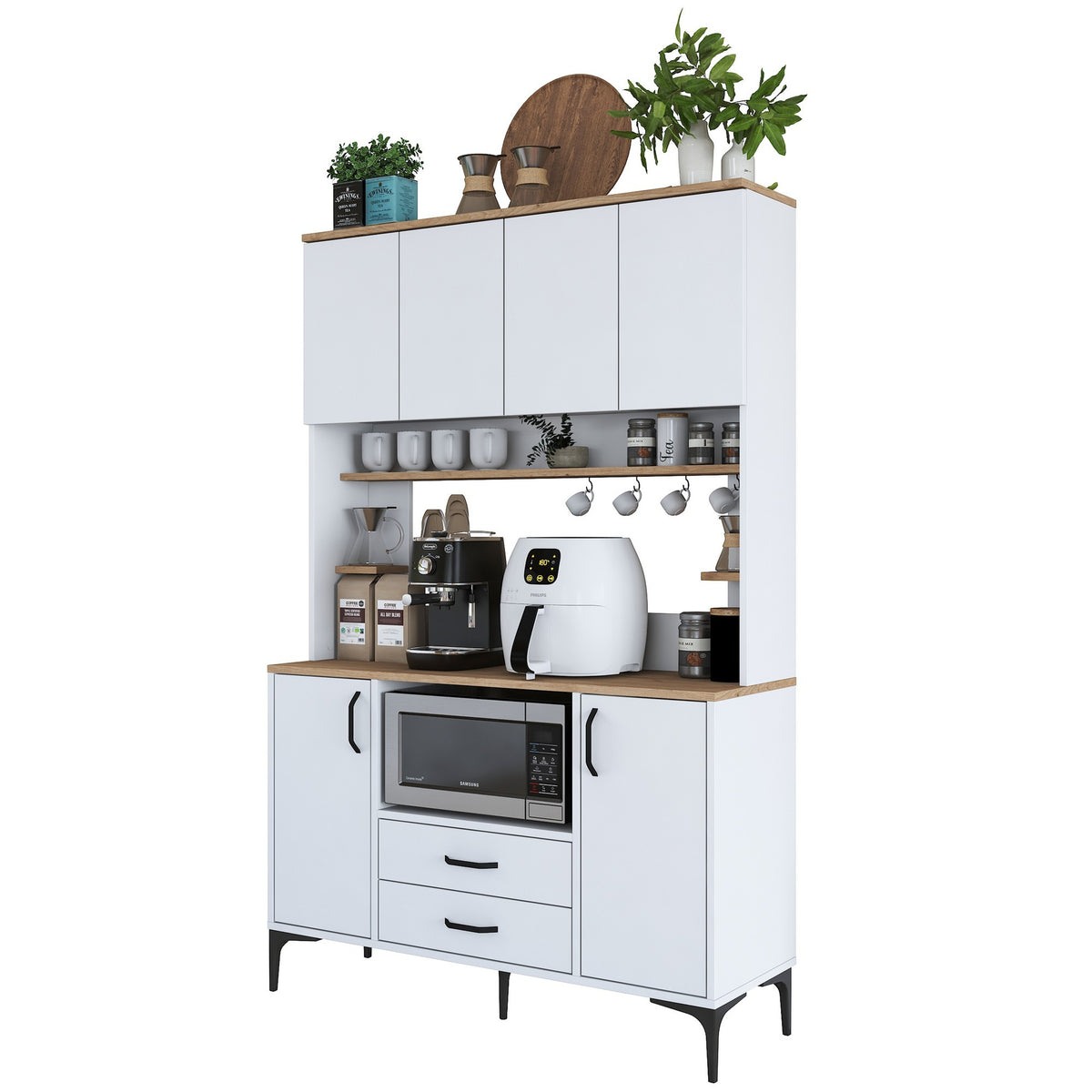 Στήλη Αποθήκευσης Fira Λευκό - Καρυδί 120x40x184.2 εκ. Μελαμίνης