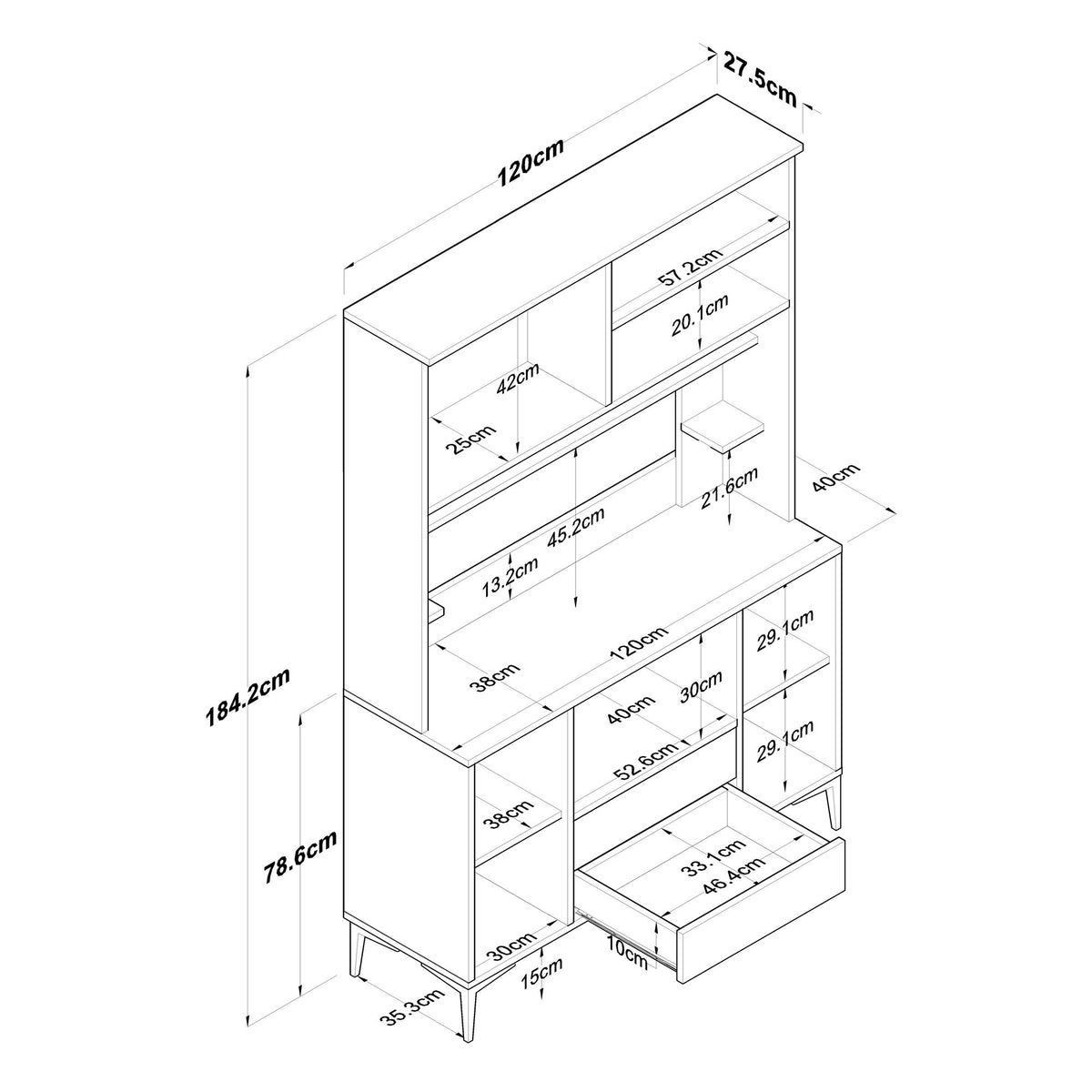 Στήλη Αποθήκευσης Fira Λευκό - Καρυδί 120x40x184.2 εκ. Μελαμίνης