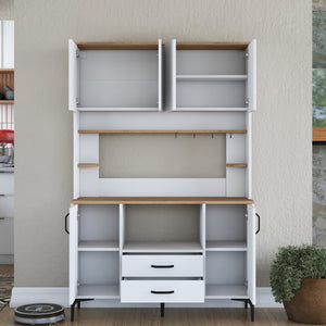 Στήλη Αποθήκευσης Fira Λευκό - Καρυδί 120x40x184.2 εκ. Μελαμίνης