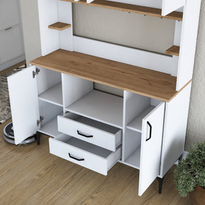Στήλη Αποθήκευσης Fira Λευκό - Καρυδί 120x40x184.2 εκ. Μελαμίνης
