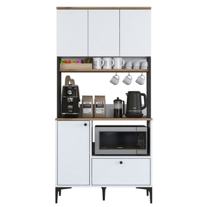 Στήλη Αποθήκευσης Monastiraki Λευκό - Καρυδί 90x38x184.2 εκ. Μελαμίνης