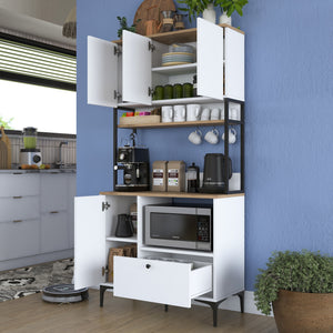 Στήλη Αποθήκευσης Monastiraki Λευκό - Καρυδί 90x38x184.2 εκ. Μελαμίνης