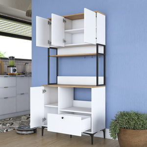 Στήλη Αποθήκευσης Monastiraki Λευκό - Καρυδί 90x38x184.2 εκ. Μελαμίνης