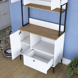 Στήλη Αποθήκευσης Monastiraki Λευκό - Καρυδί 90x38x184.2 εκ. Μελαμίνης