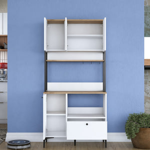 Στήλη Αποθήκευσης Monastiraki Λευκό - Καρυδί 90x38x184.2 εκ. Μελαμίνης