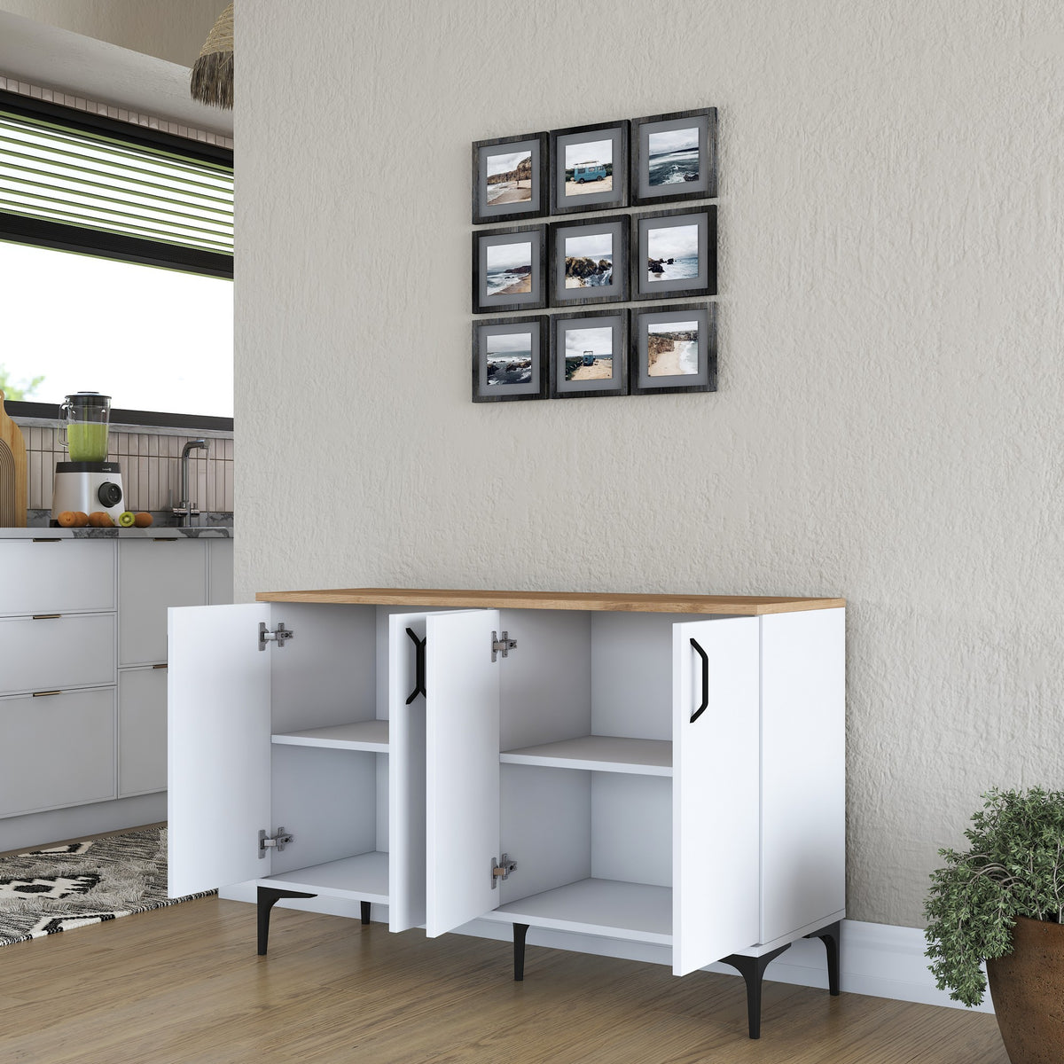 Στήλη Αποθήκευσης Exomvourgo Λευκό - Καρυδί 120x40x78.6 εκ. Μελαμίνης