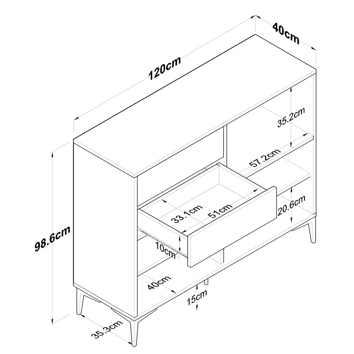 Στήλη Αποθήκευσης Fanari Λευκό - Καρυδί 120x40x98.6 εκ. Μελαμίνης