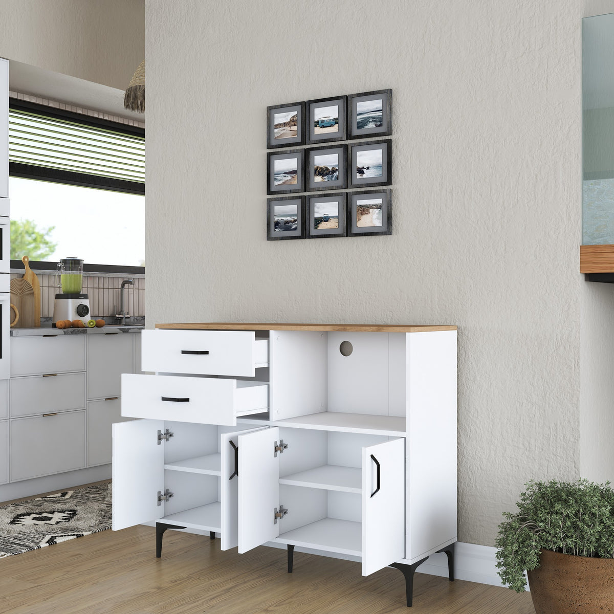 Στήλη Αποθήκευσης Fanari Λευκό - Καρυδί 120x40x98.6 εκ. Μελαμίνης