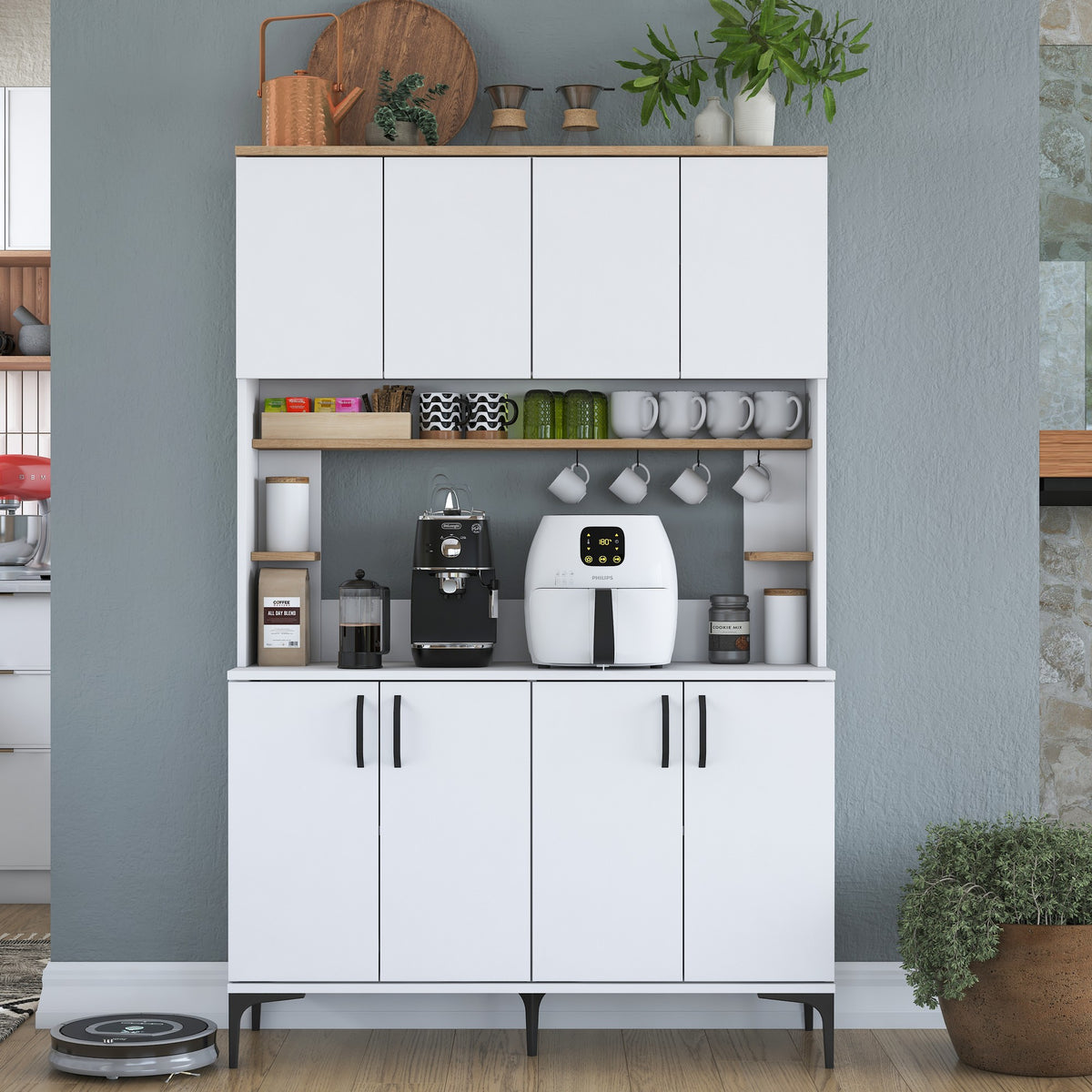 Στήλη Αποθήκευσης Marmaras Λευκό - Καρυδί 120x40x187.2 εκ. Μελαμίνης