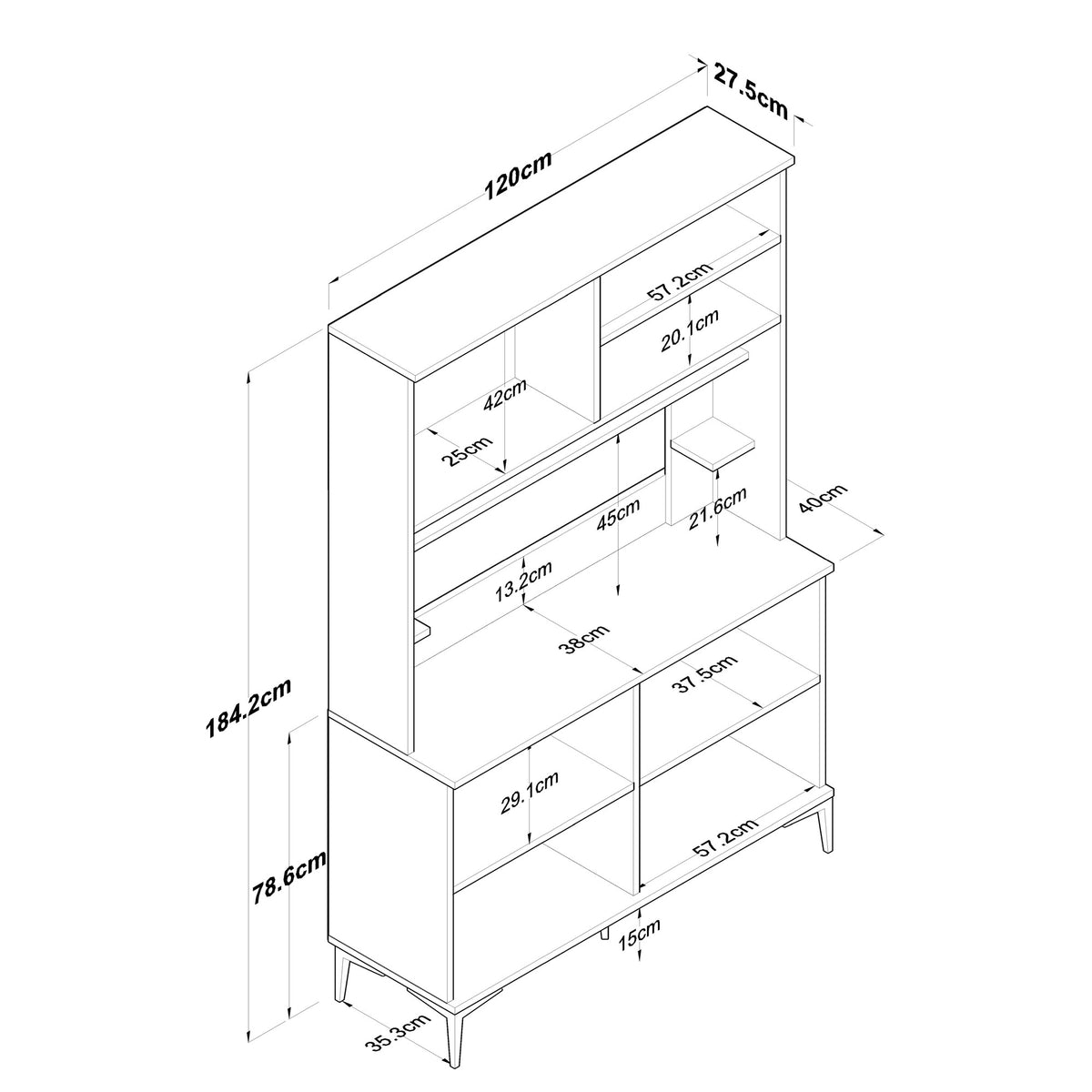 Στήλη Αποθήκευσης Marmaras Λευκό - Καρυδί 120x40x187.2 εκ. Μελαμίνης