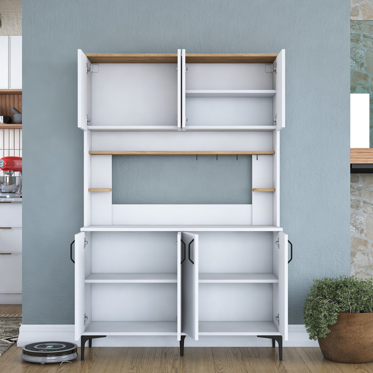 Στήλη Αποθήκευσης Marmaras Λευκό - Καρυδί 120x40x187.2 εκ. Μελαμίνης