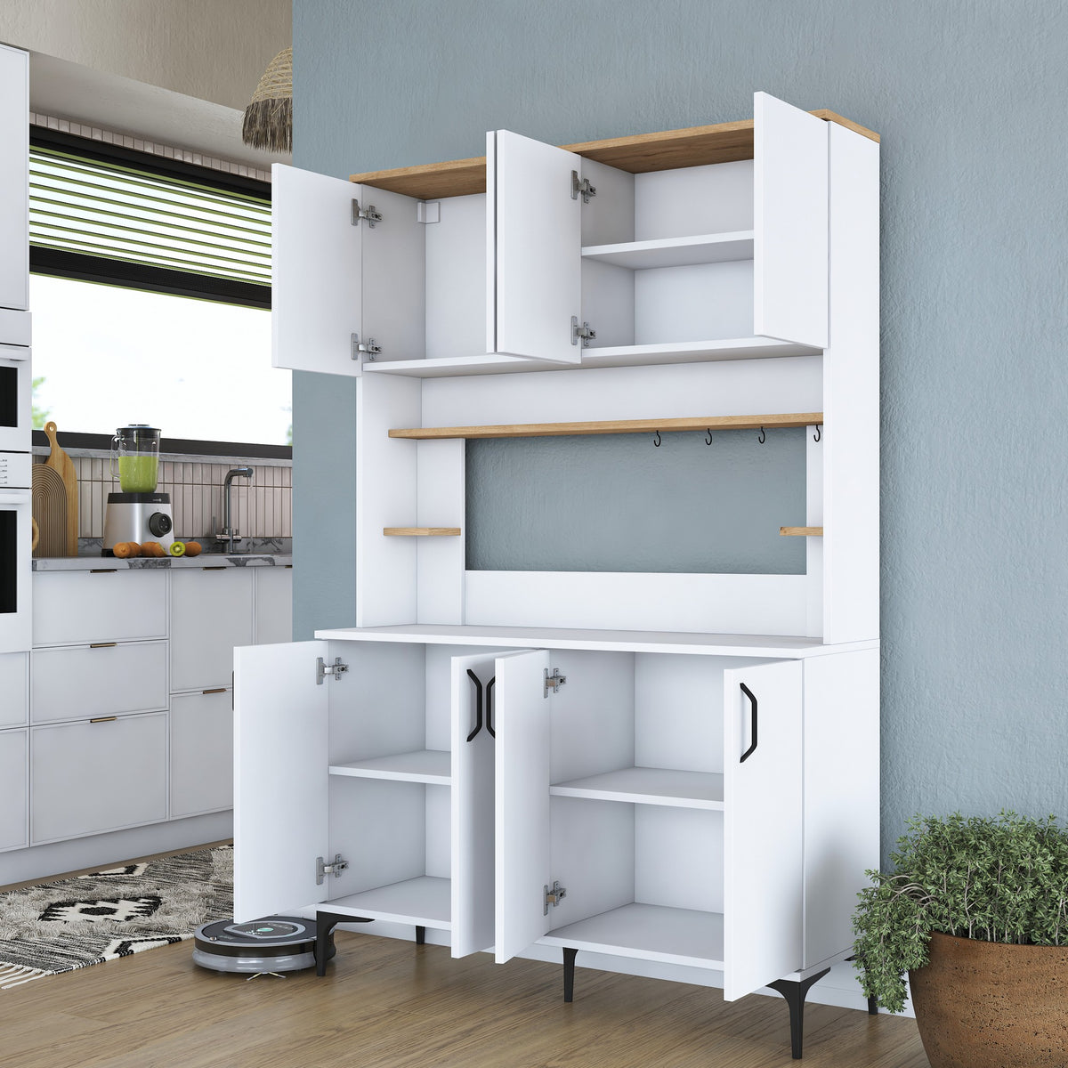Στήλη Αποθήκευσης Marmaras Λευκό - Καρυδί 120x40x187.2 εκ. Μελαμίνης