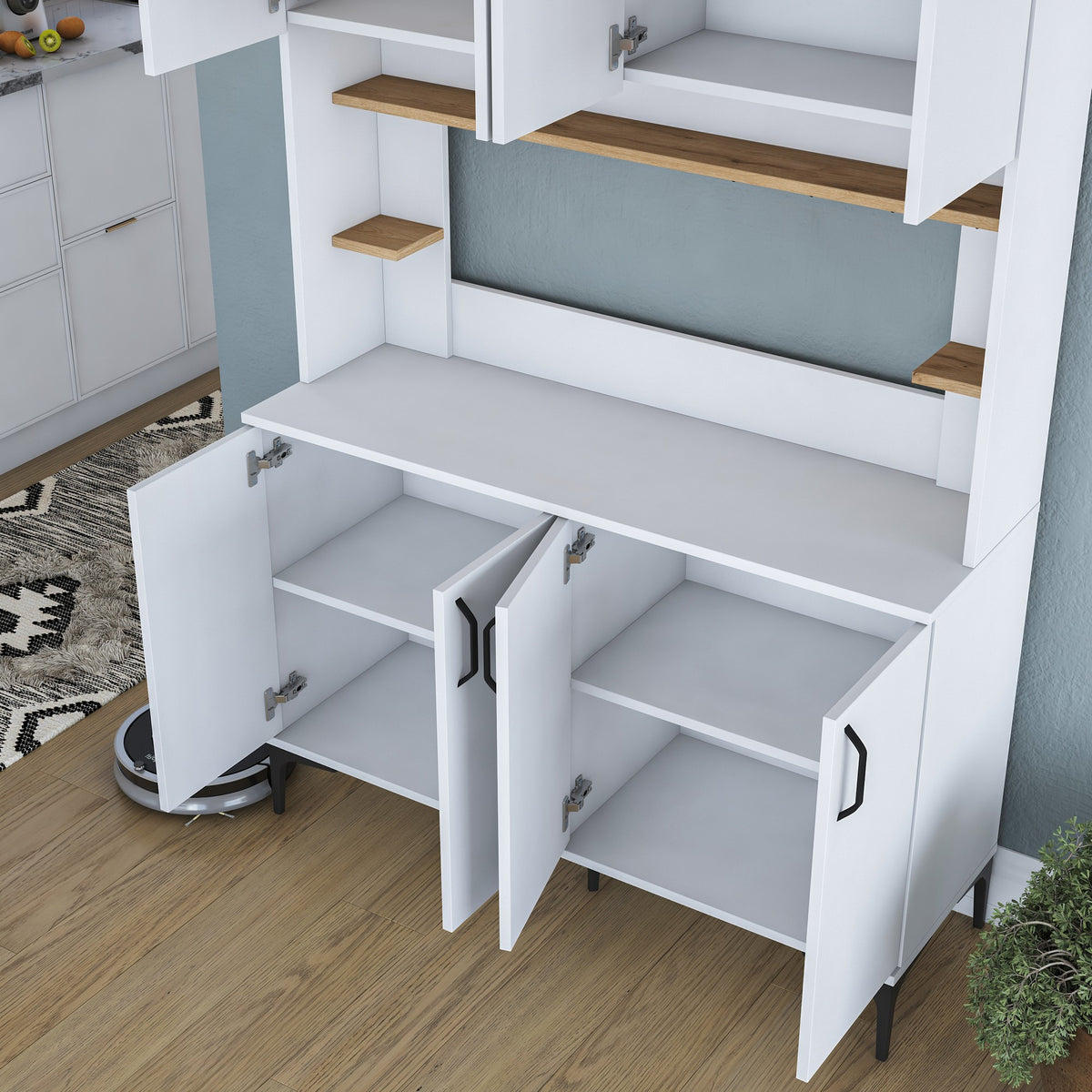 Στήλη Αποθήκευσης Marmaras Λευκό - Καρυδί 120x40x187.2 εκ. Μελαμίνης