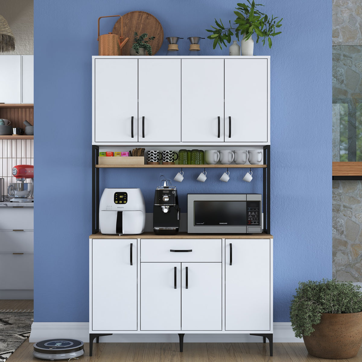 Στήλη Αποθήκευσης Mikrolimni Καρυδί - Λευκό 120x40x198.6 εκ. Μελαμίνης