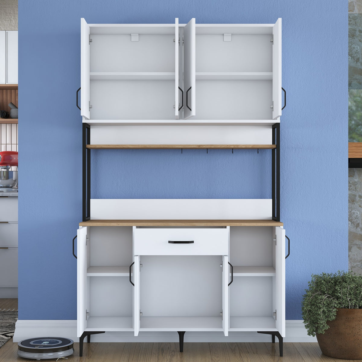 Στήλη Αποθήκευσης Mikrolimni Καρυδί - Λευκό 120x40x198.6 εκ. Μελαμίνης