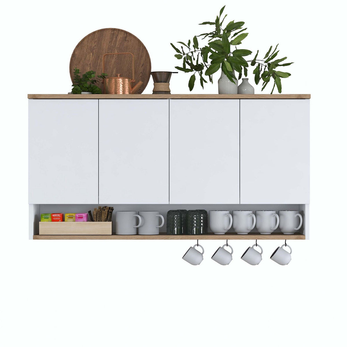 Ντουλάπι Τοίχου Ouranoupoli Καρυδί - Λευκό 120x27.5x61.8 εκ. Μελαμίνης