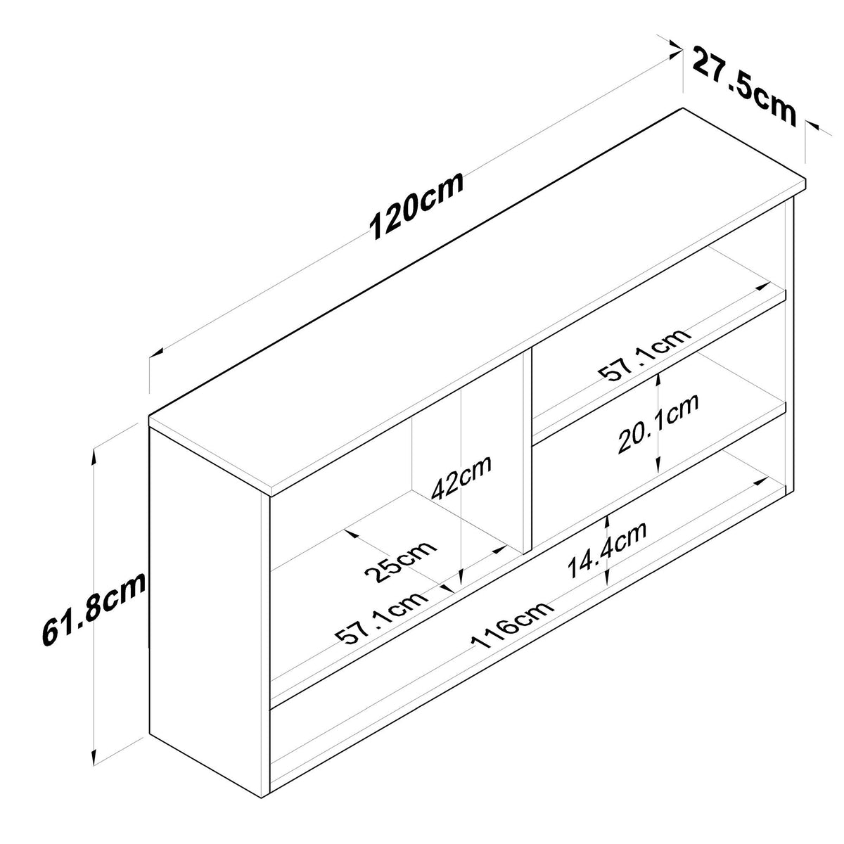Ντουλάπι Τοίχου Ouranoupoli Καρυδί - Λευκό 120x27.5x61.8 εκ. Μελαμίνης