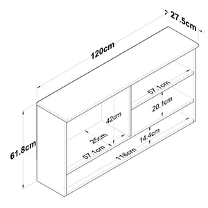 Ντουλάπι Τοίχου Ouranoupoli Καρυδί - Λευκό 120x27.5x61.8 εκ. Μελαμίνης