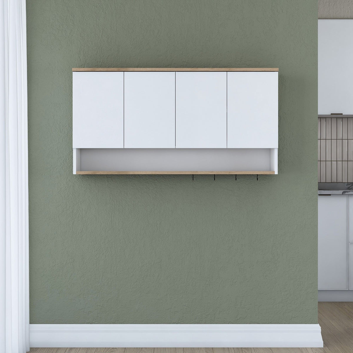 Ντουλάπι Τοίχου Ouranoupoli Καρυδί - Λευκό 120x27.5x61.8 εκ. Μελαμίνης