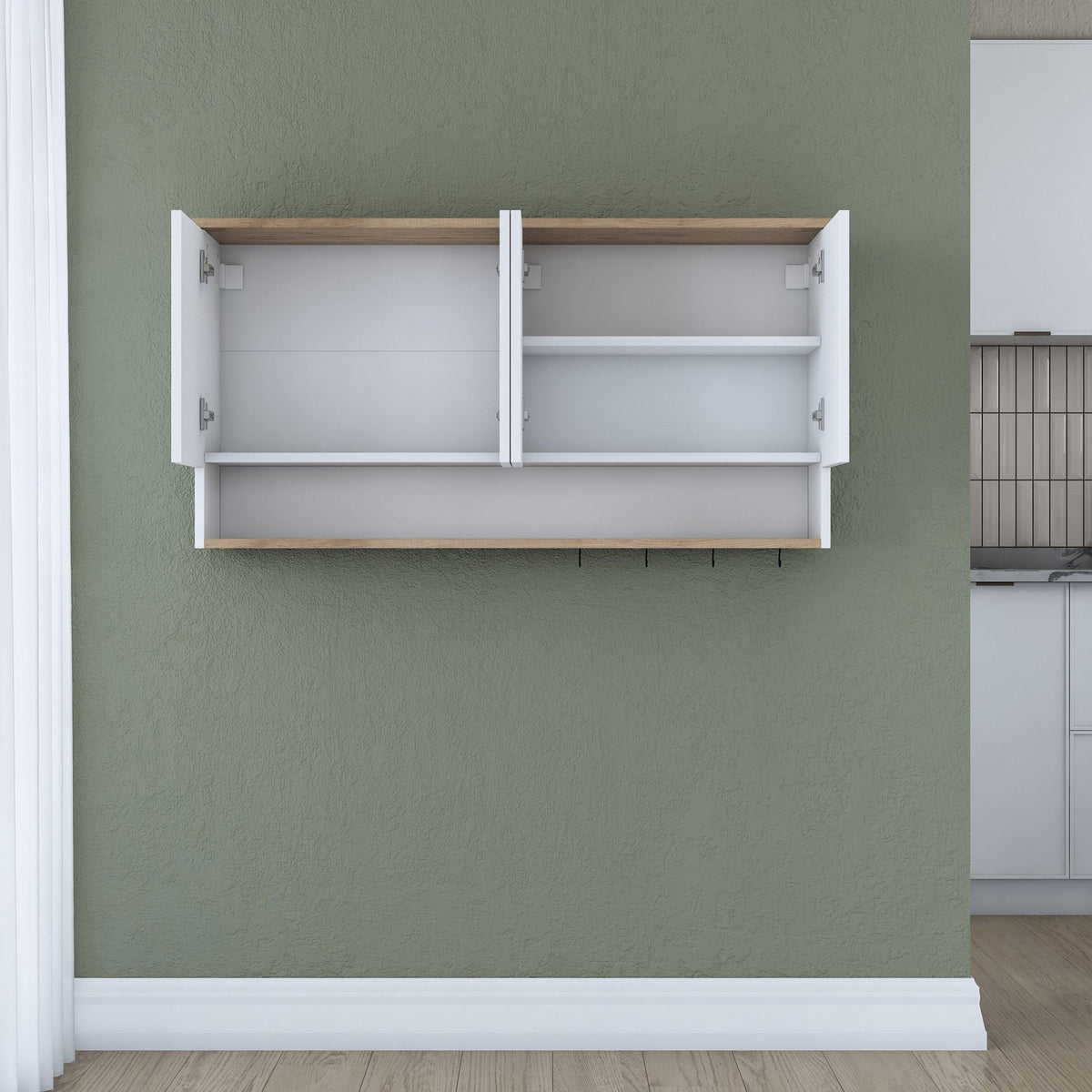 Ντουλάπι Τοίχου Ouranoupoli Καρυδί - Λευκό 120x27.5x61.8 εκ. Μελαμίνης