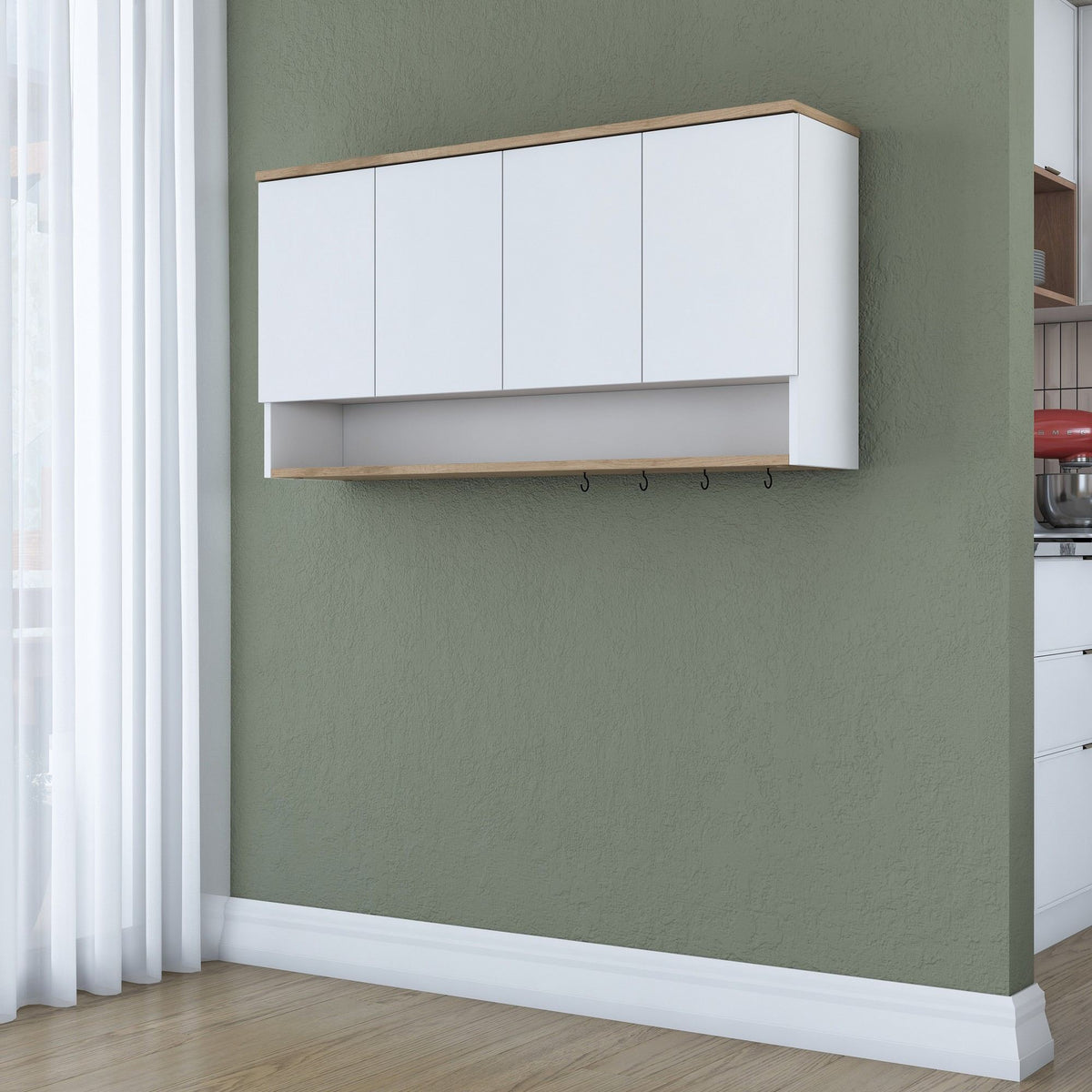 Ντουλάπι Τοίχου Ouranoupoli Καρυδί - Λευκό 120x27.5x61.8 εκ. Μελαμίνης