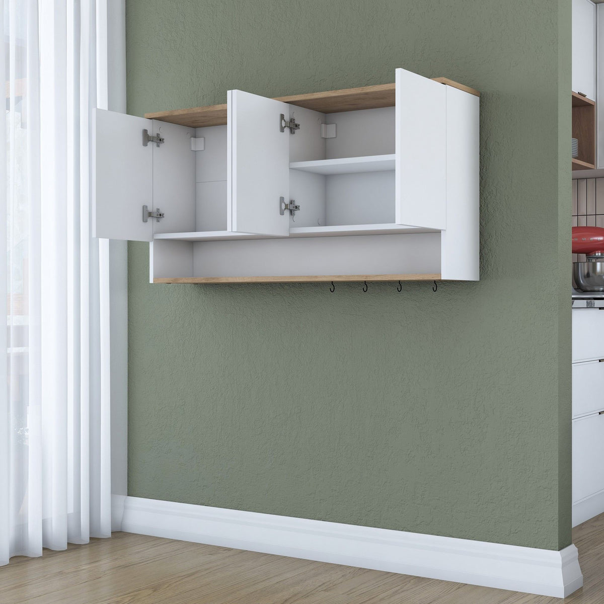 Ντουλάπι Τοίχου Ouranoupoli Καρυδί - Λευκό 120x27.5x61.8 εκ. Μελαμίνης