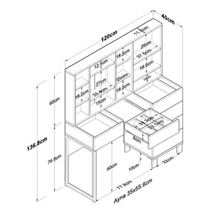 Τουαλέτα Kalamia Λευκό 120x40x136.8 εκ. Μελαμίνης