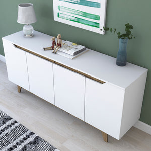 Κονσόλα Oiti Με Ράφια Λευκό - Καρυδί 180x45x78.6 εκ. Μελαμίνης