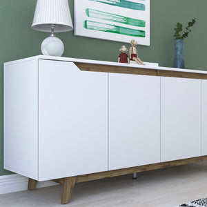 Κονσόλα Oiti Με Ράφια Λευκό - Καρυδί 180x45x78.6 εκ. Μελαμίνης