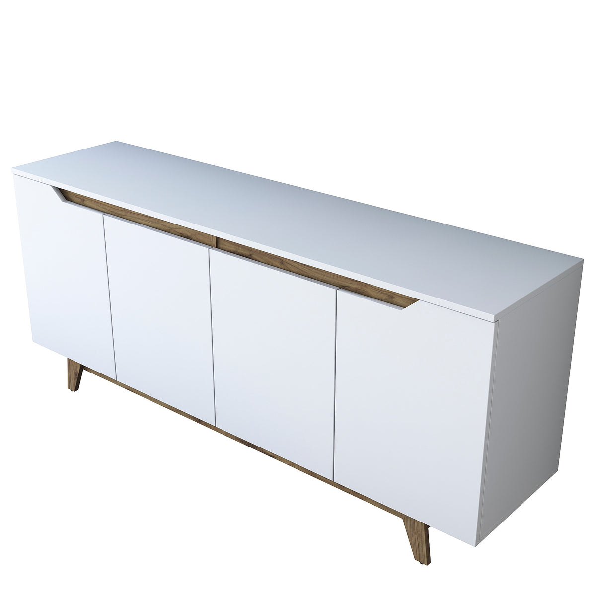 Κονσόλα Oiti Με Ράφια Λευκό - Καρυδί 180x45x78.6 εκ. Μελαμίνης