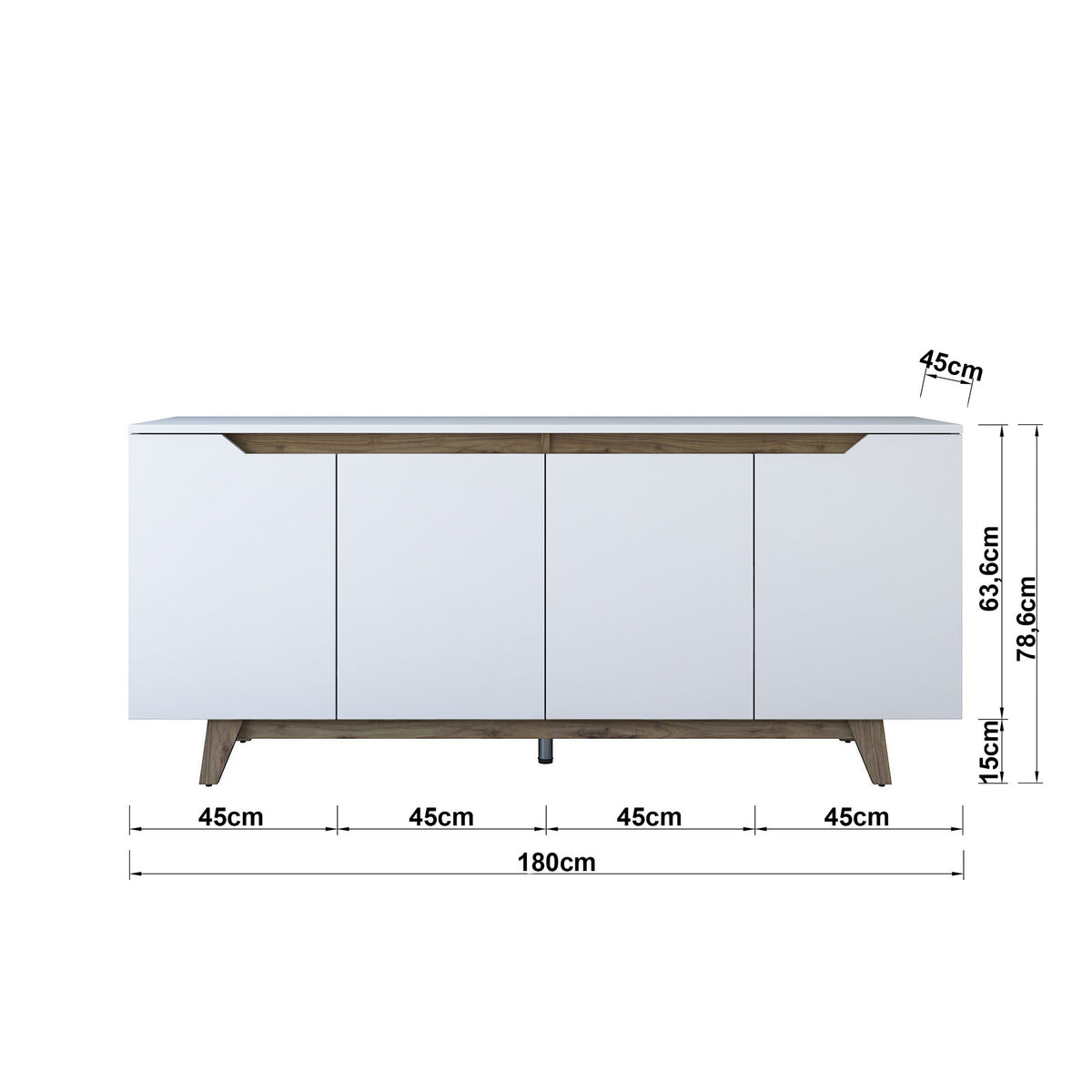 Κονσόλα Oiti Με Ράφια Λευκό - Καρυδί 180x45x78.6 εκ. Μελαμίνης