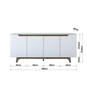 Κονσόλα Oiti Με Ράφια Λευκό - Καρυδί 180x45x78.6 εκ. Μελαμίνης