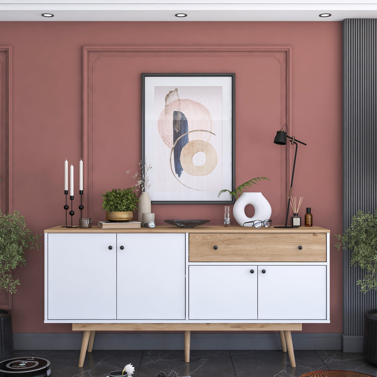 Κονσόλα Zarakas Καρυδί - Λευκό 180x45x87.6 εκ. Μελαμίνης - Pakobazaar