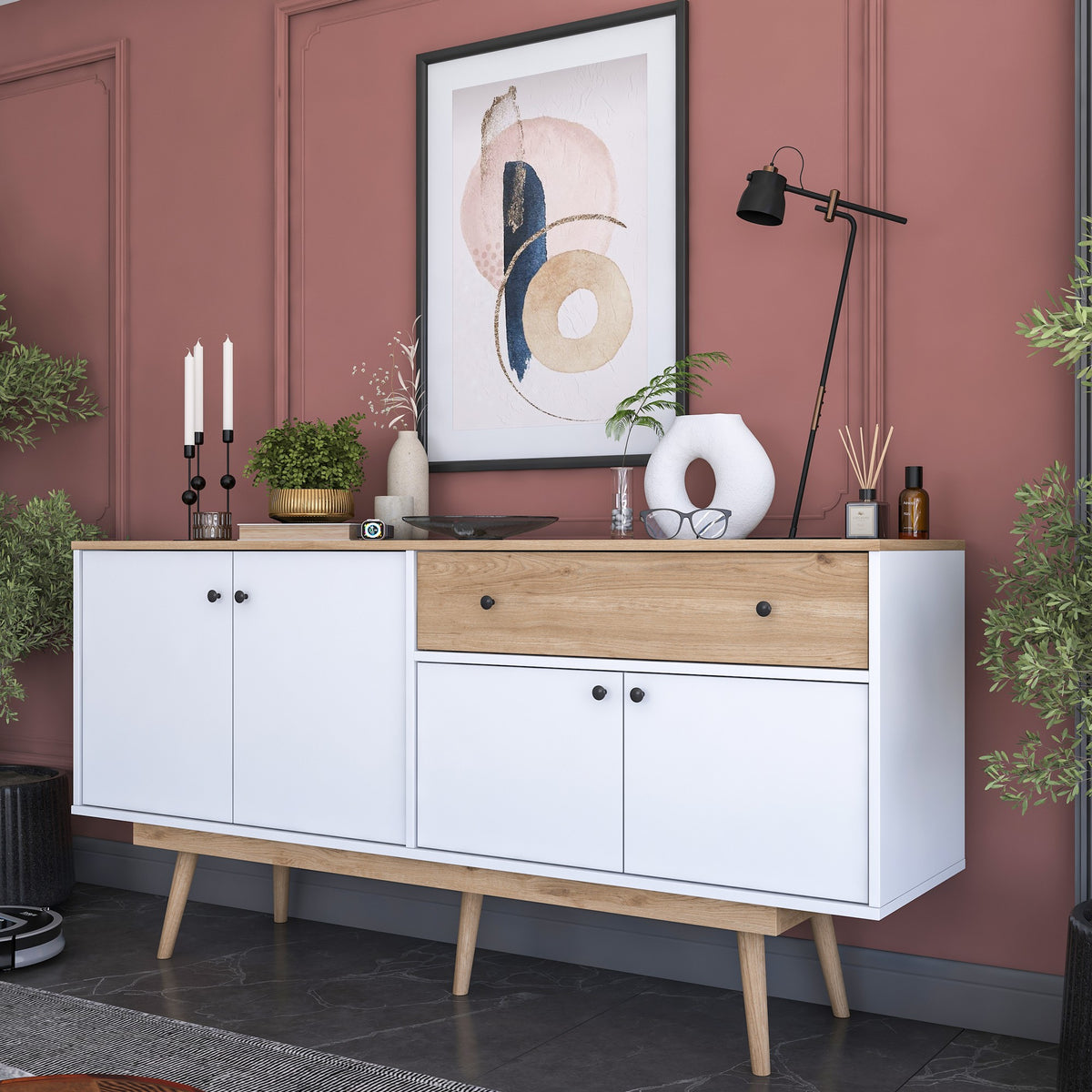 Κονσόλα Zarakas Καρυδί - Λευκό 180x45x87.6 εκ. Μελαμίνης - Pakobazaar