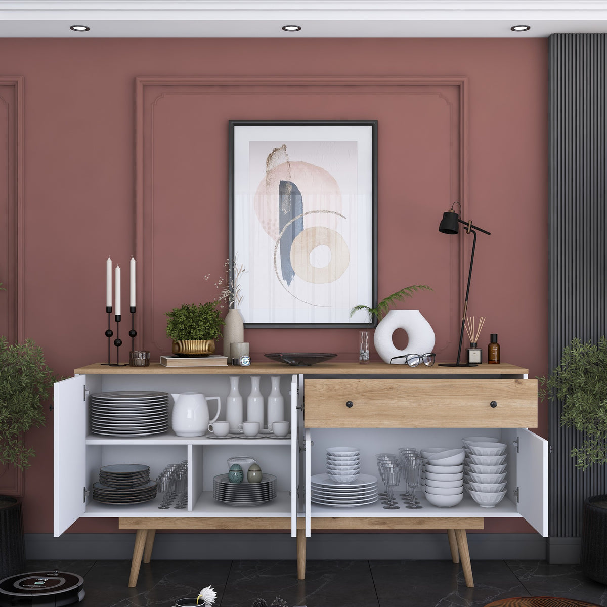 Κονσόλα Zarakas Καρυδί - Λευκό 180x45x87.6 εκ. Μελαμίνης - Pakobazaar