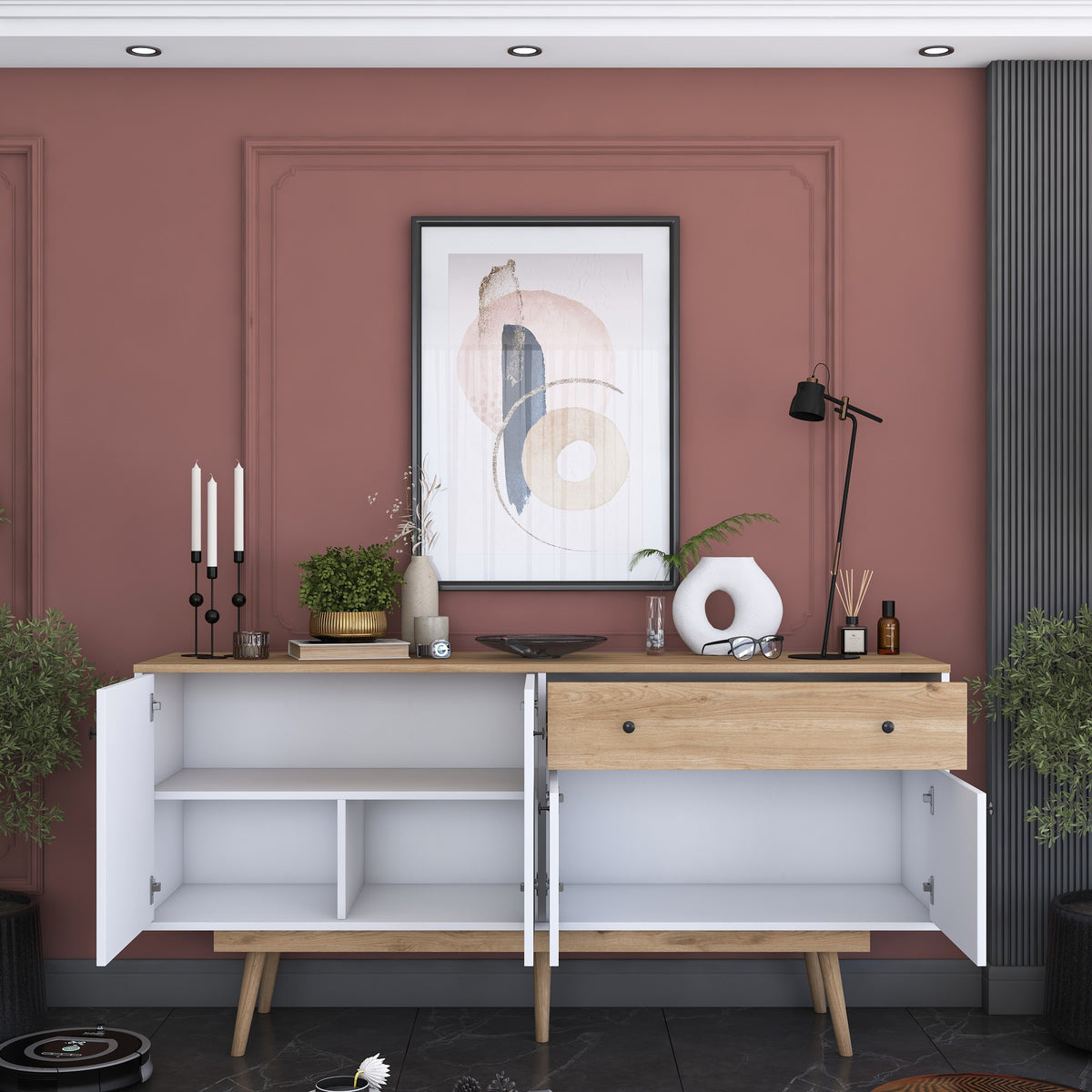 Κονσόλα Zarakas Καρυδί - Λευκό 180x45x87.6 εκ. Μελαμίνης - Pakobazaar
