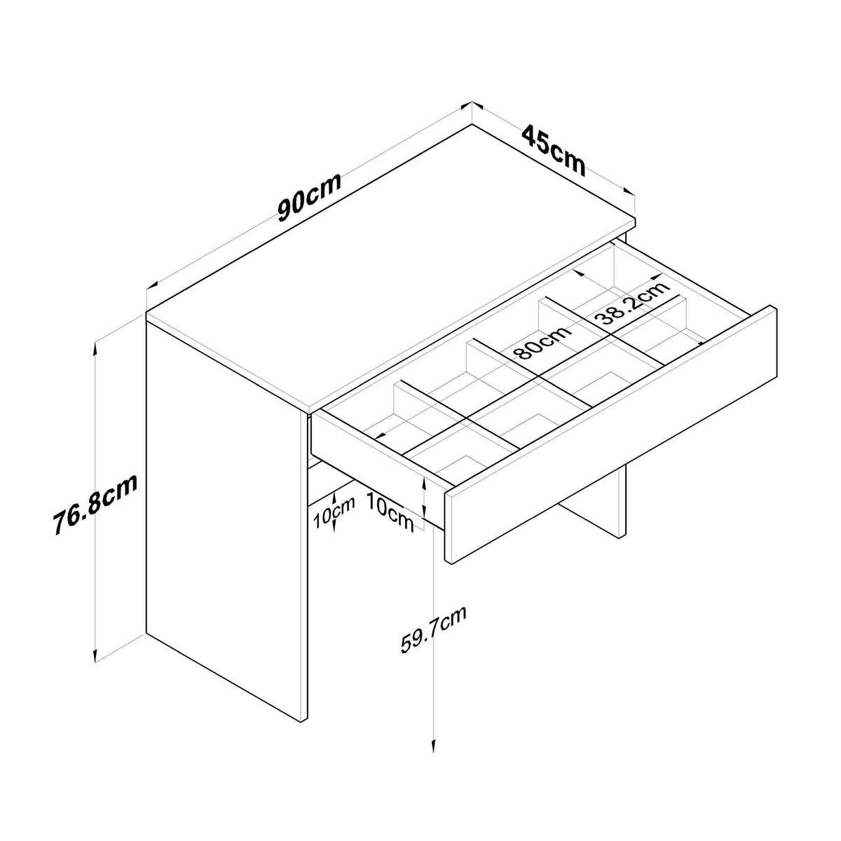 Τουαλέτα Kapsala Λευκό 90x45x76.8 εκ. Μελαμίνης