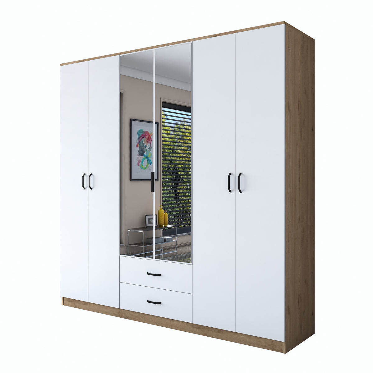 Ντουλάπα Livadostra Καρυδί - Λευκό 210x51.5x210 εκ. Μελαμίνης