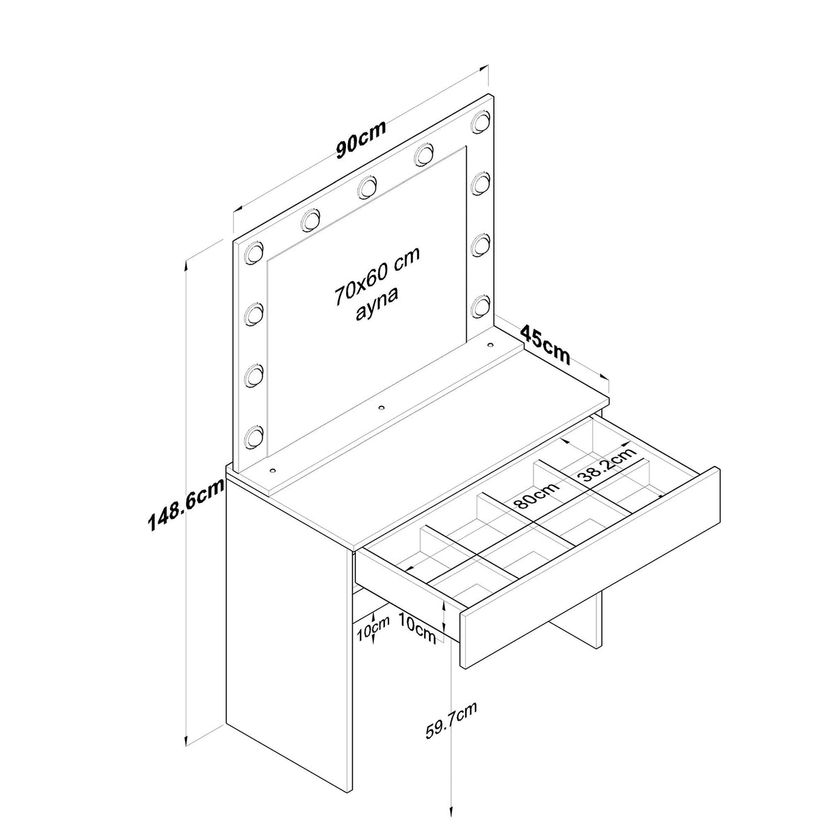 Τουαλέτα Isari Λευκό 90x45x76.8 εκ. Μελαμίνης