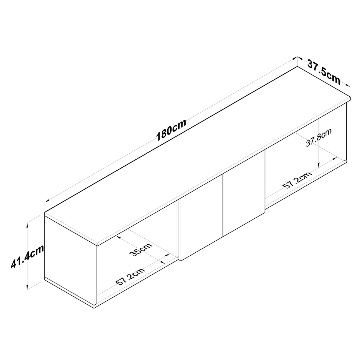 Ράφι Τοίχου Paleros Καρυδί - Λευκό 180x37.5x41.4 εκ. Μελαμίνης