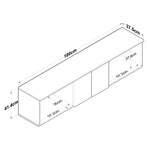 Ράφι Τοίχου Paleros Καρυδί - Λευκό 180x37.5x41.4 εκ. Μελαμίνης