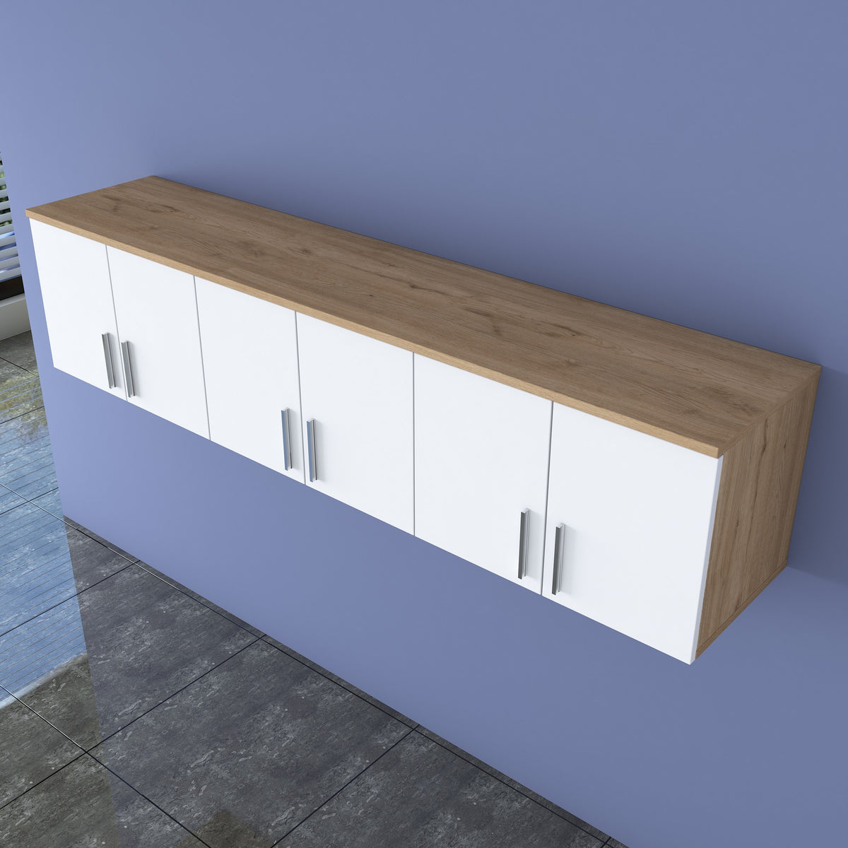 Ράφι Τοίχου Paleros Καρυδί - Λευκό 180x37.5x41.4 εκ. Μελαμίνης