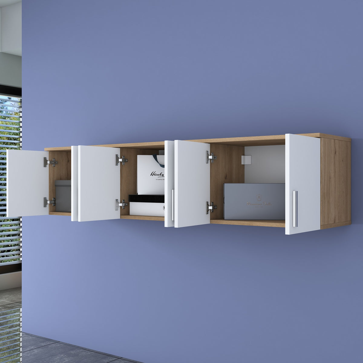 Ράφι Τοίχου Paleros Καρυδί - Λευκό 180x37.5x41.4 εκ. Μελαμίνης
