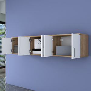 Ράφι Τοίχου Paleros Καρυδί - Λευκό 180x37.5x41.4 εκ. Μελαμίνης