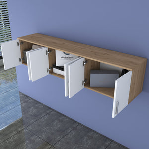 Ράφι Τοίχου Paleros Καρυδί - Λευκό 180x37.5x41.4 εκ. Μελαμίνης